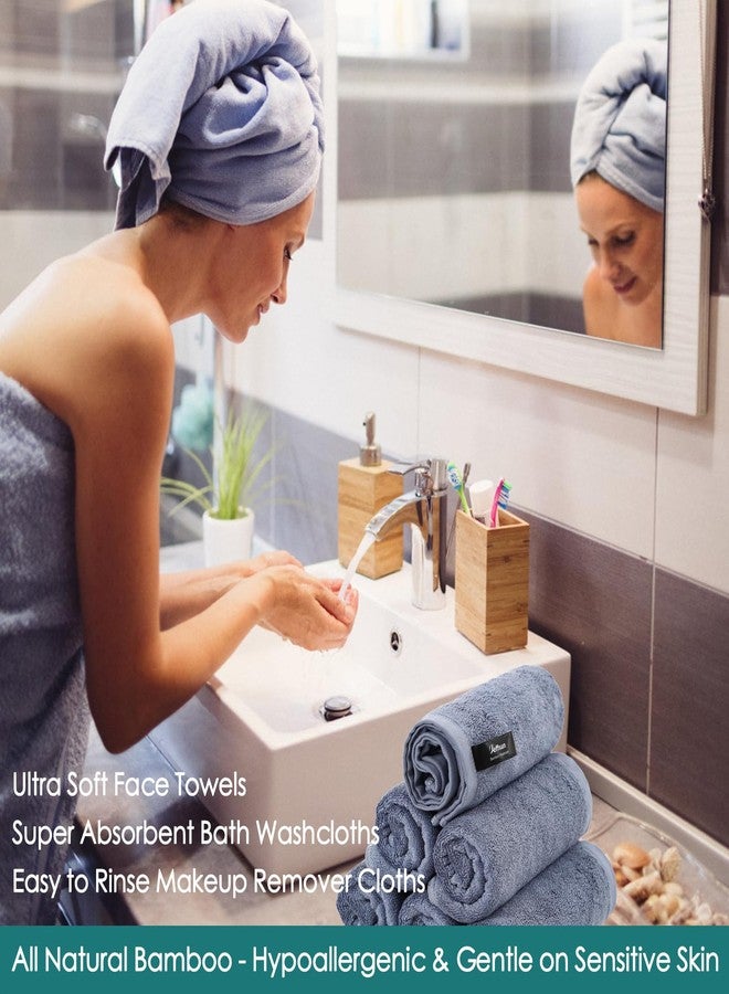 JEFFSUN Wash Cloths 6 Pack, Super Soft and Gentle Face Towel on Sensitive Skin, Reusable Makeup Remover Eraser, 13x13 inch Large Washcloths for Face and Body, Easy to Clean Slate Blue Facial Cleaning Cloths - Image 5